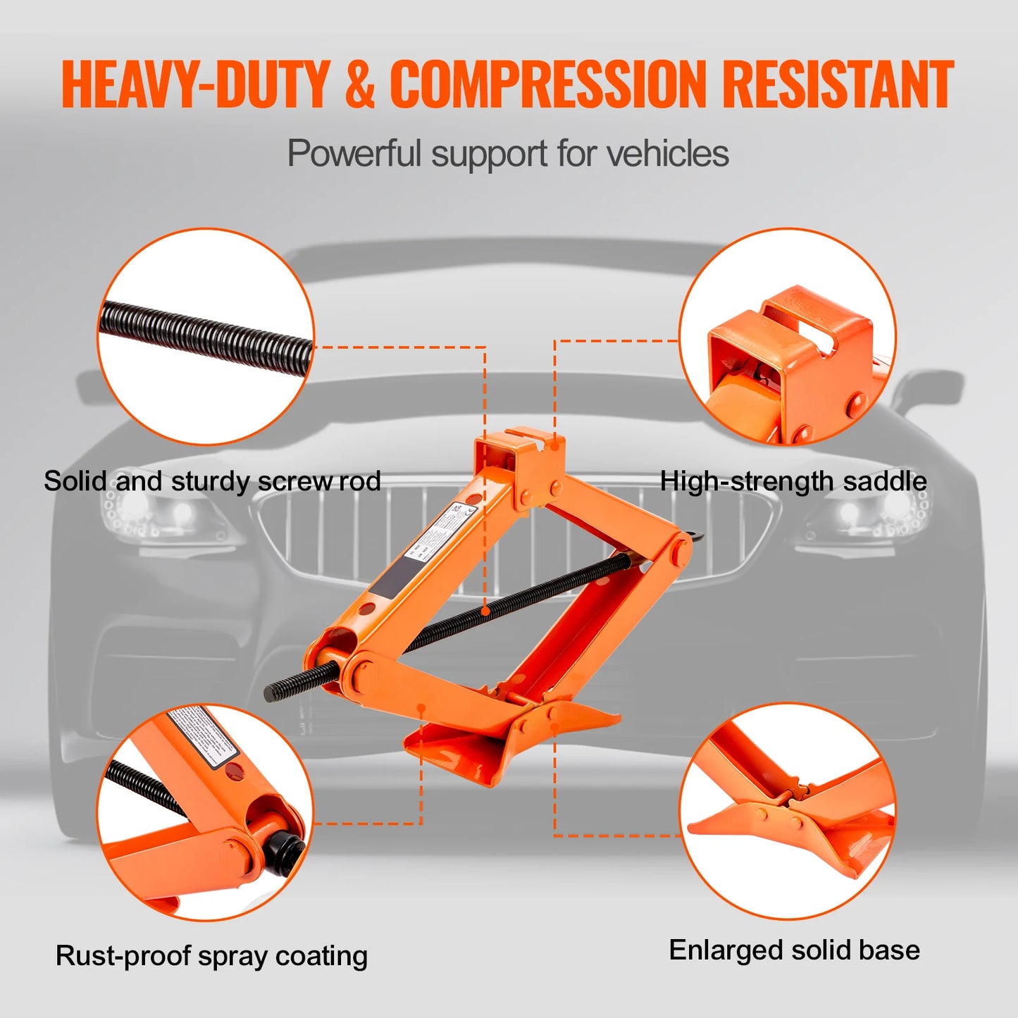 SucceBuy 2.5 Ton Scissor Car Jack Portable Lifting Tire Jack