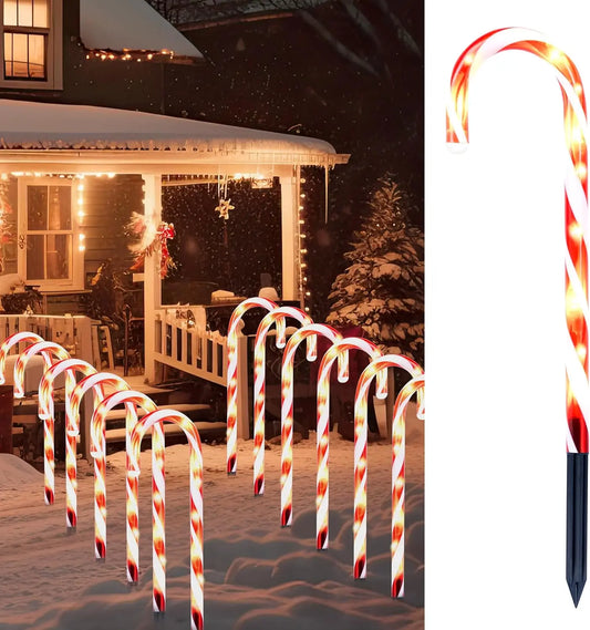 Joyfy Outdoor Christmas Candy Cane Pathway Garden Lights