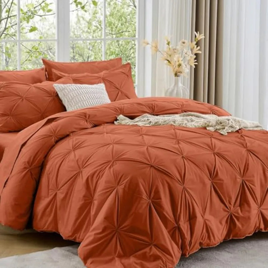 Pintuck All Season Comforter Set 7-Piece Bed in a Bag