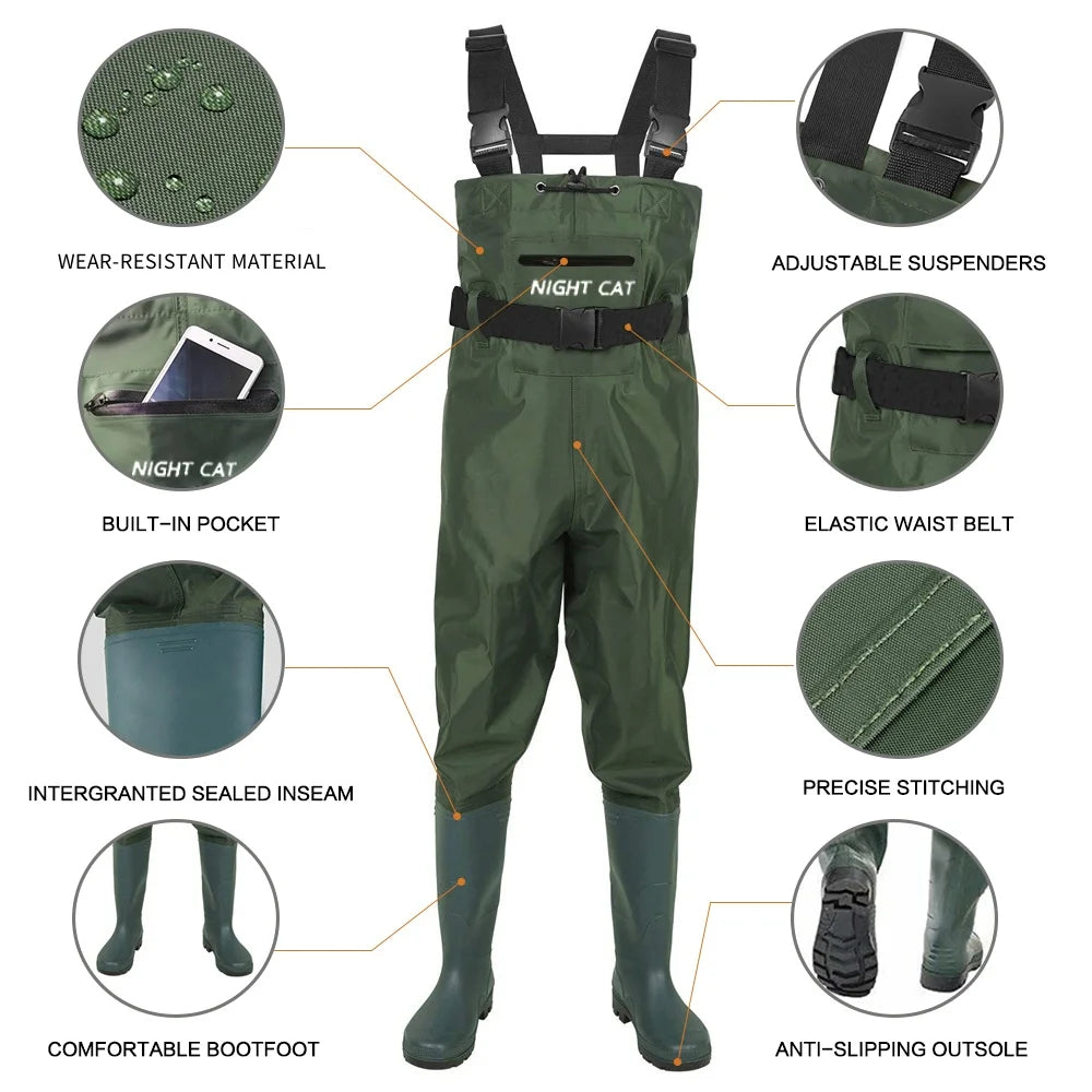 Night Cat Waterproof Unisex Chest Wader With Boots