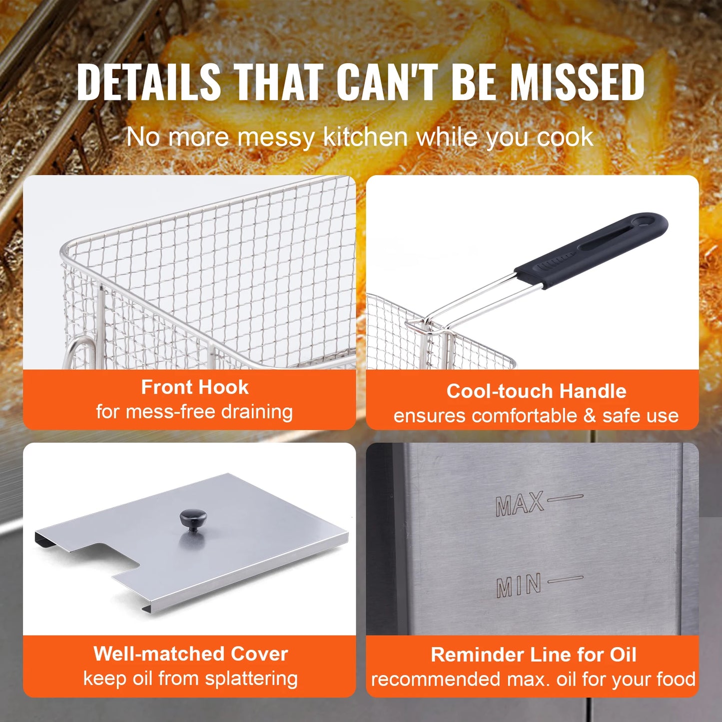 SucceBuy Electric Deep Fryer Twin Basket With Detachable Oil Container