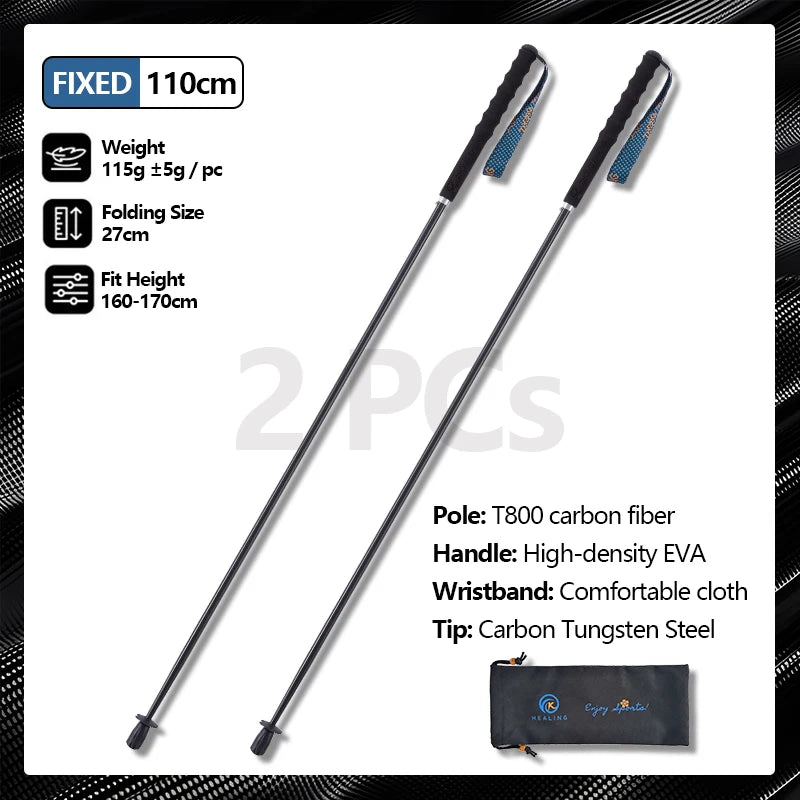 Local+ Lightweight T800 Carbon Fiber Walking Running Sticks Collapsible Telescopic Hiking Cane Trekking Poles for City Use