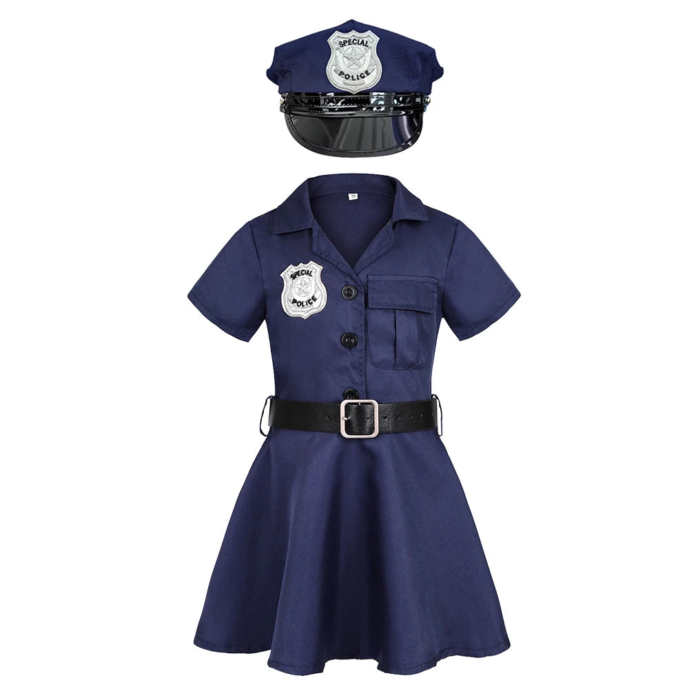 Duokipolla Girls Police Officer Costume Dress Up Uniform