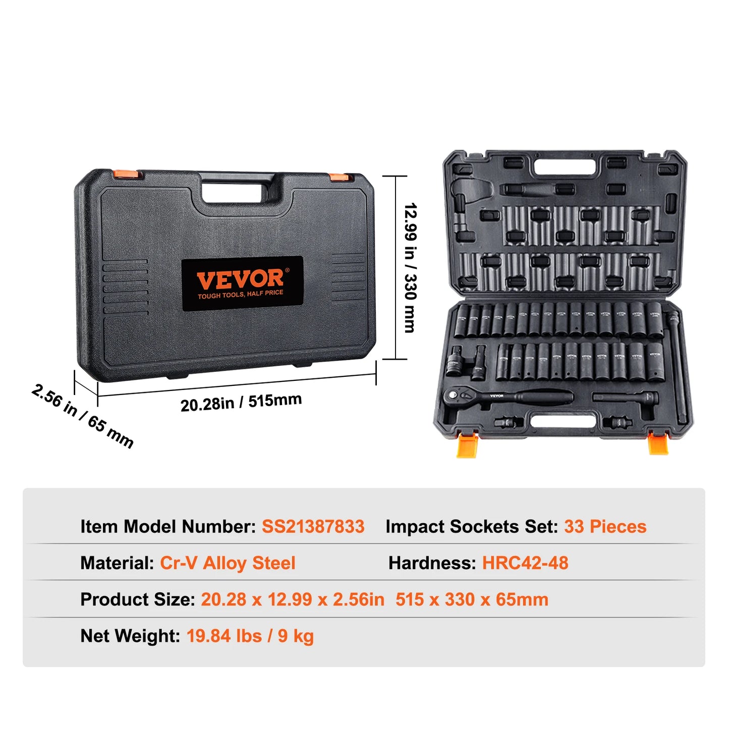 SucceBuy Impact Socket Set Deep SAE Metric CrV CrMo Alloy Steel