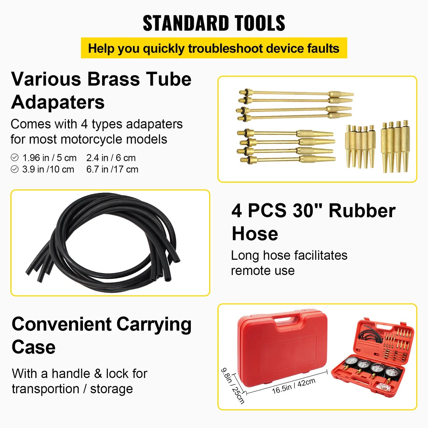 SucceBuy Carburetor Synchronizer Tool 4Gauge Vacuum Balancer Kit