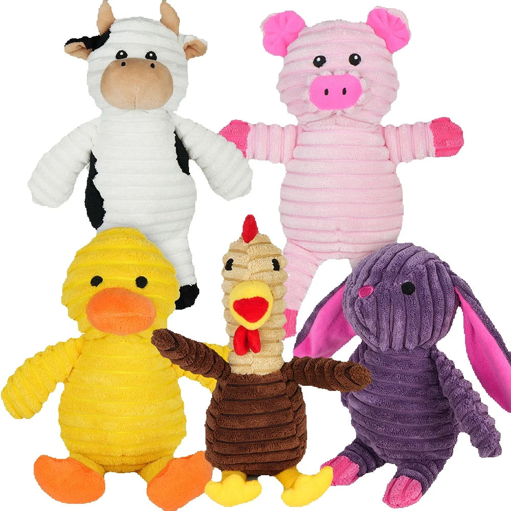5 Pack Plush Squeaky Dog Toys, Stuffed Animal Chew Toys