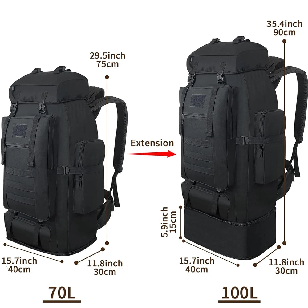 1pc 90L Hiking Daypack Backpack Expandable Waterproof Rucksack for Men Camping Outdoor Sport Traveling Large Capacity Sport
