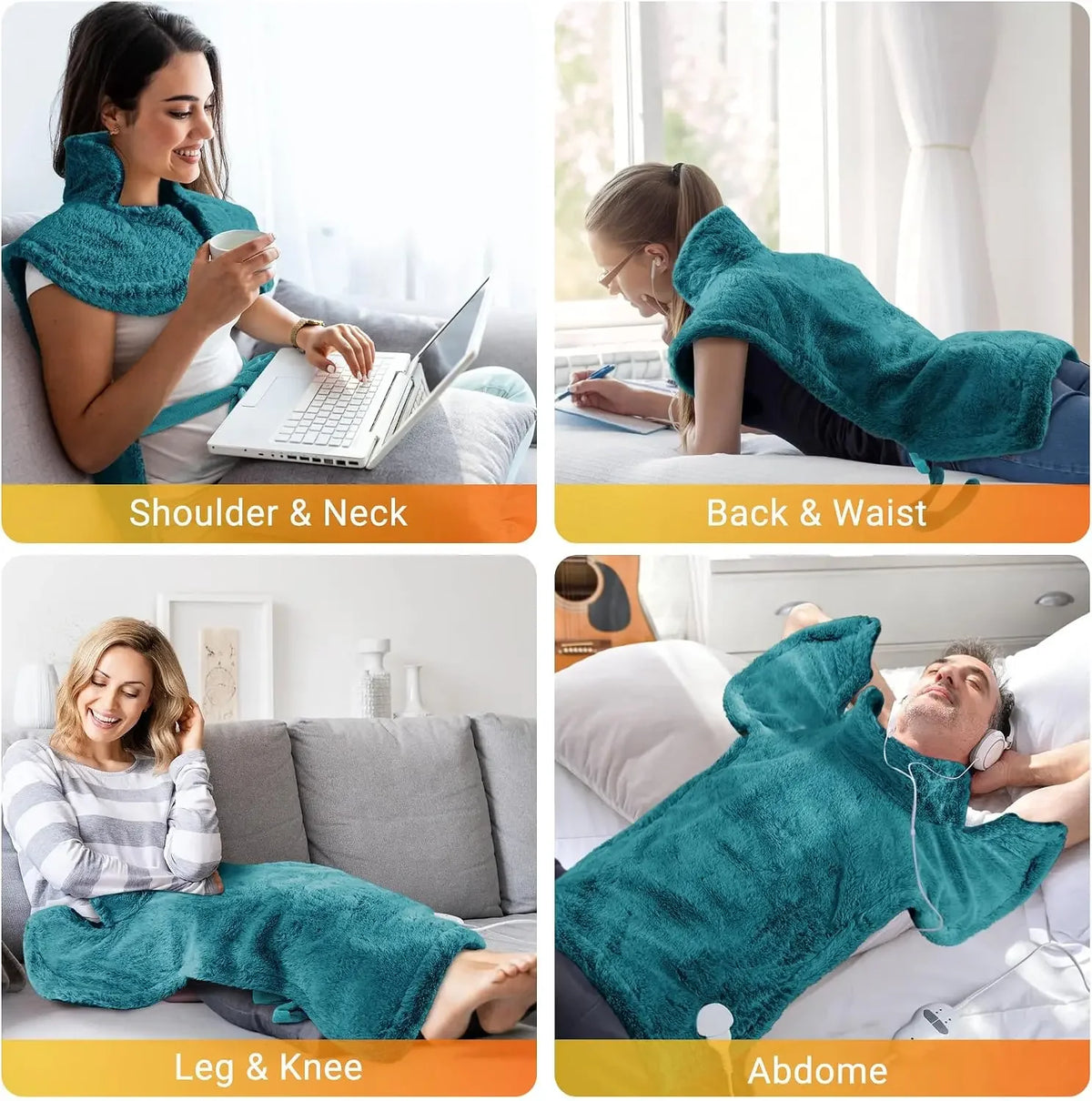 Electric Heating Pad For Neck Shoulders And Back With Massage
