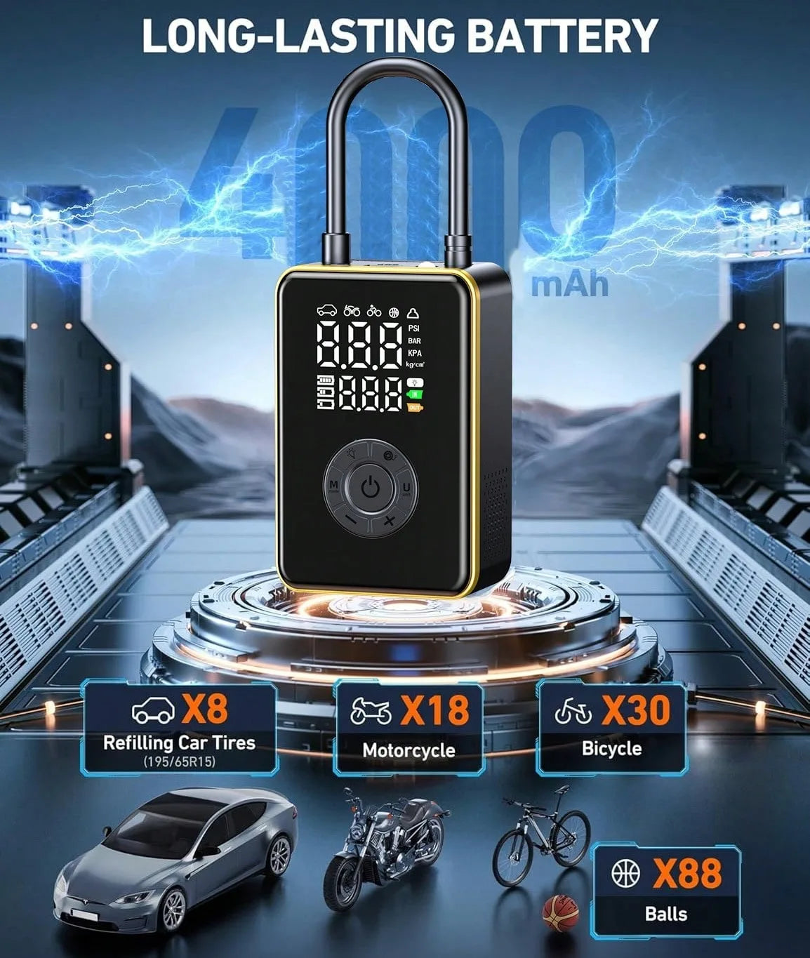 Portable Cordless Tire Inflator With Digital Display 150 PSI