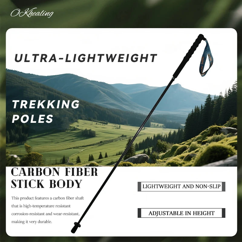 Local+ Lightweight T800 Carbon Fiber Walking Running Sticks Collapsible Telescopic Hiking Cane Trekking Poles for City Use