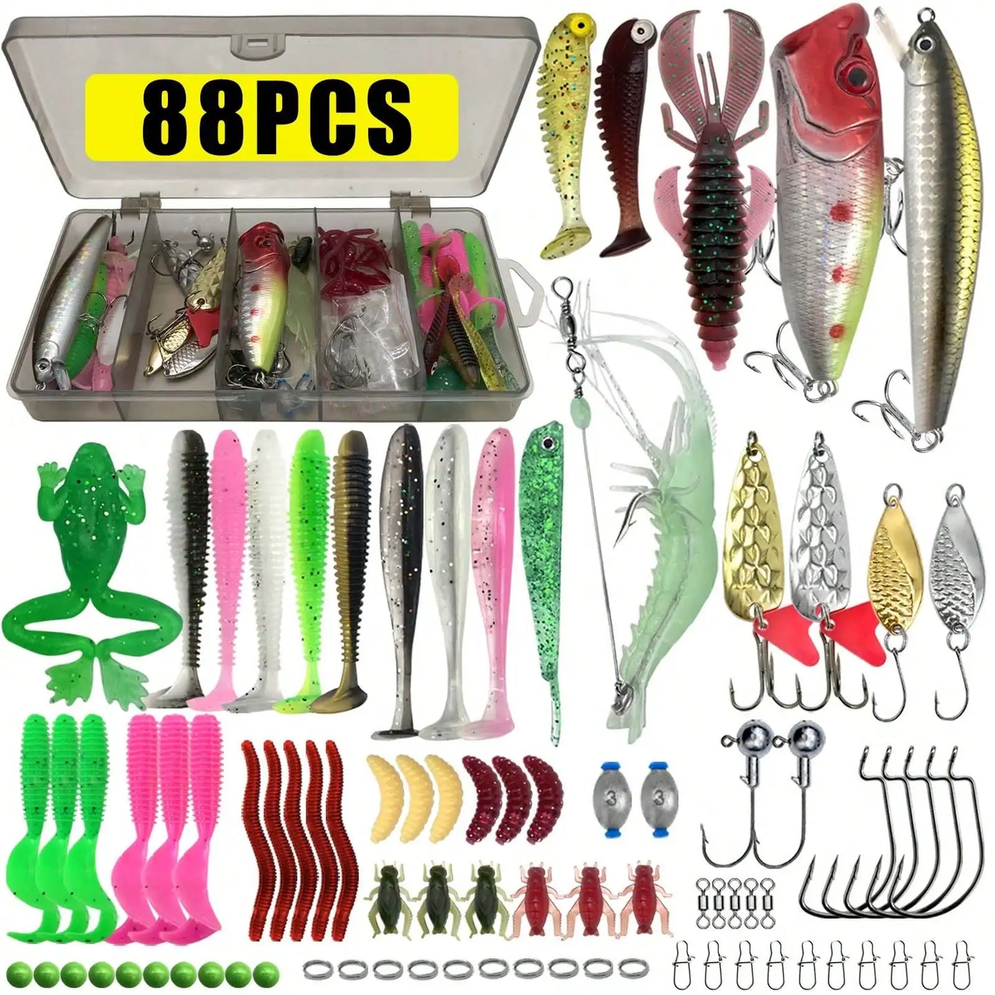 Multi Size Mixed Fishing Lure Set With Tackle Box For Angling