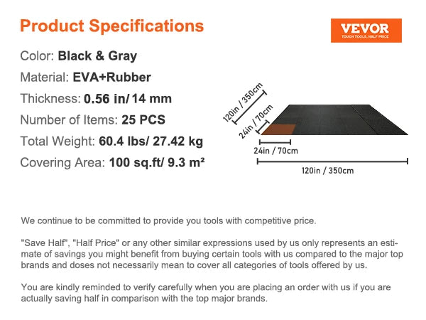 SucceBuy Interlocking Rubber EVA Foam Gym Floor Mats for Workouts