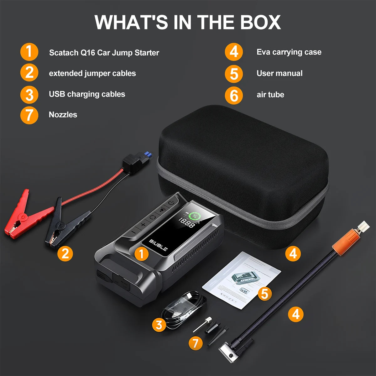 BIUBLE Jump Starter With Air Compressor 9000A 150 PSI Gas Diesel