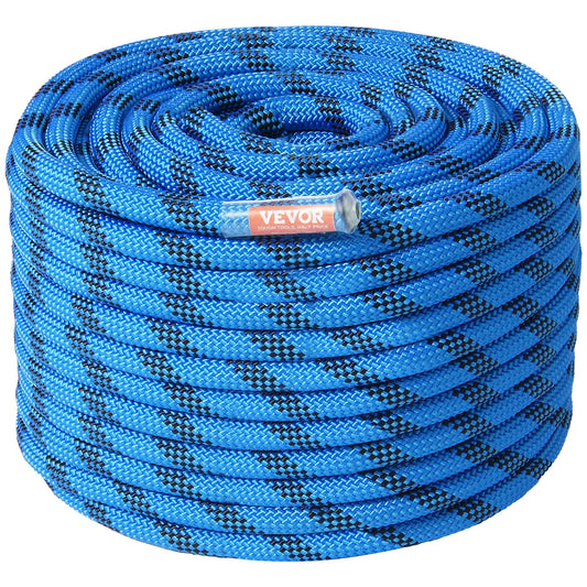 SucceBuy 12.7mm Static Climbing Rope 125-200ft Outdoor Rock Climbing Rope 30KN Breaking Tension Fiber Rope w/ Steel Snap Hook