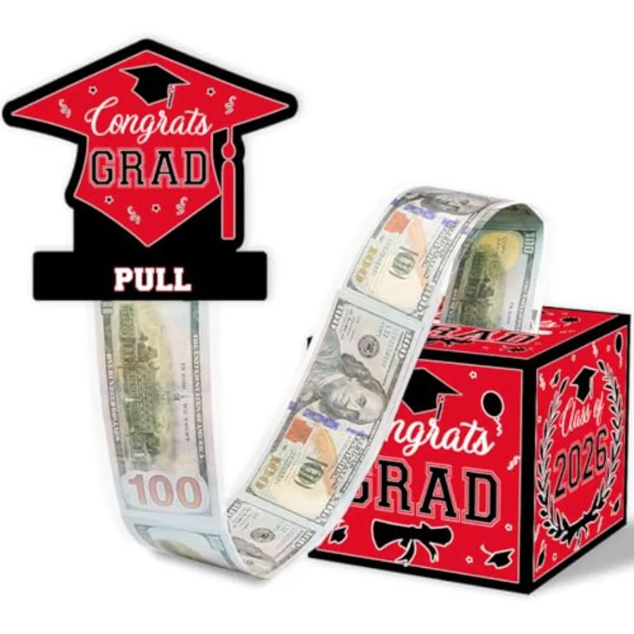 2026 Graduation Money Gifts Pull Box for Cash, Black and Pink Class of 2026 Graduation Money Holder for Grad Party