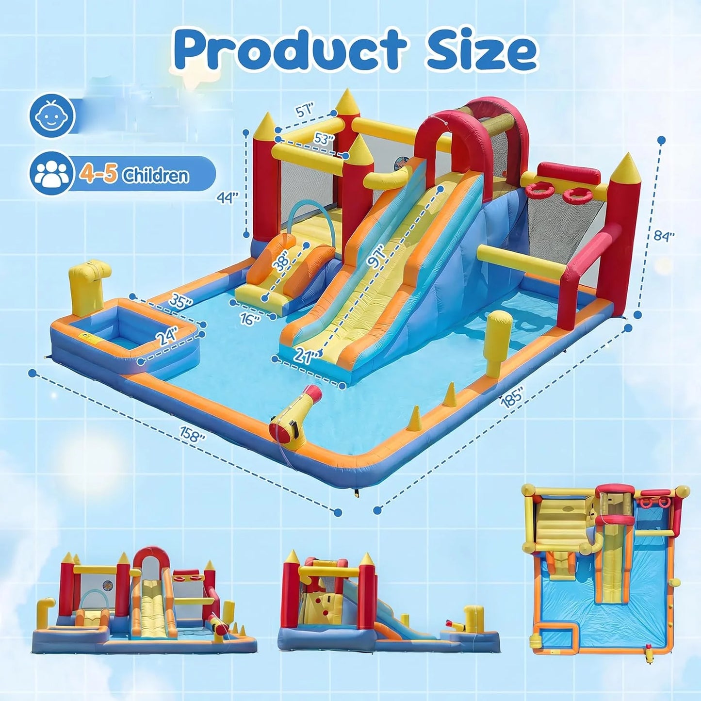 Inflatable Bounce House for Kids With Heavy Duty Blower Included