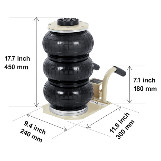 Succebuy Triple Bag Air Jack 3 Ton Portable Pneumatic Car Jack
