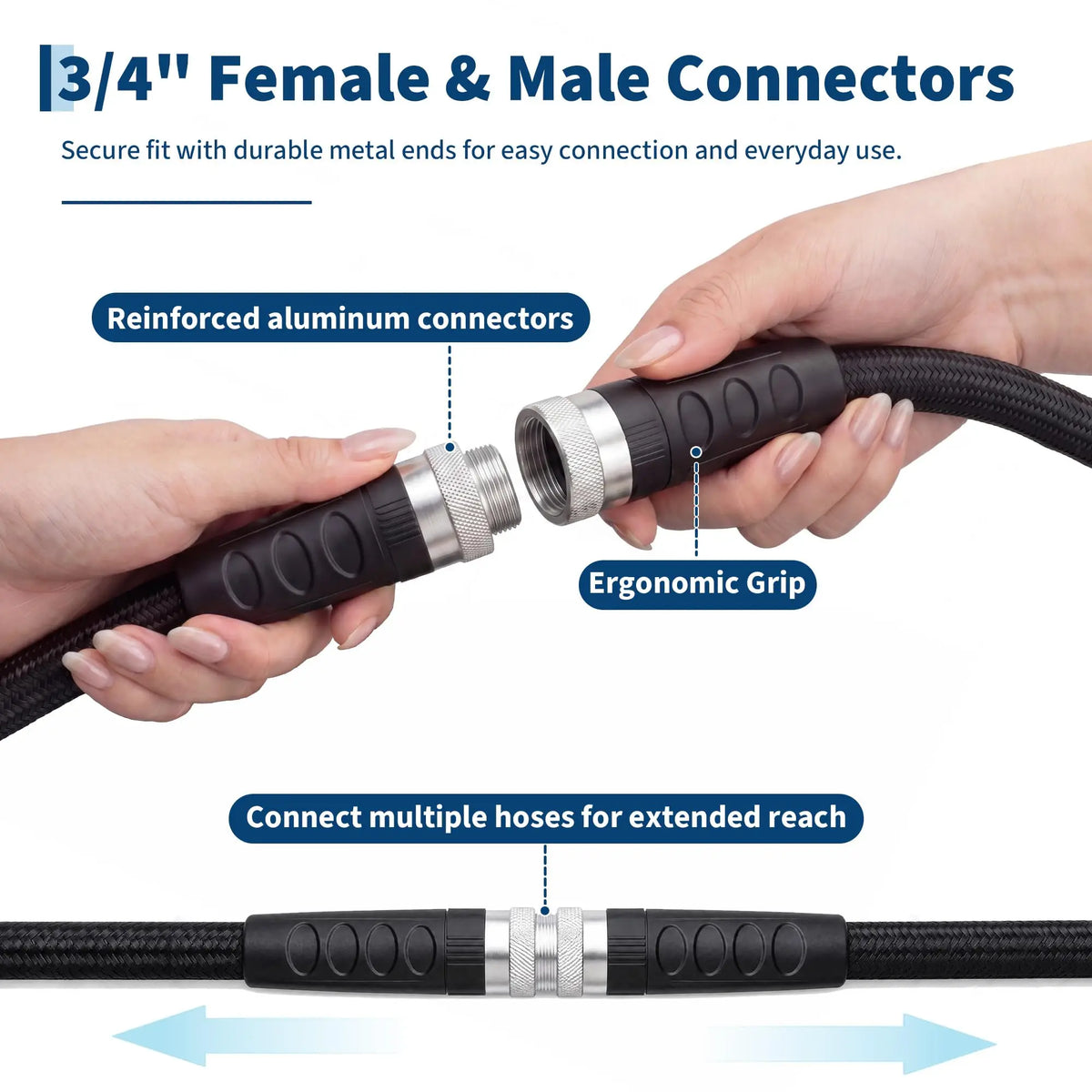 HiMISS Lightweight TPE Braided Garden Hose for Kink Resistant Watering