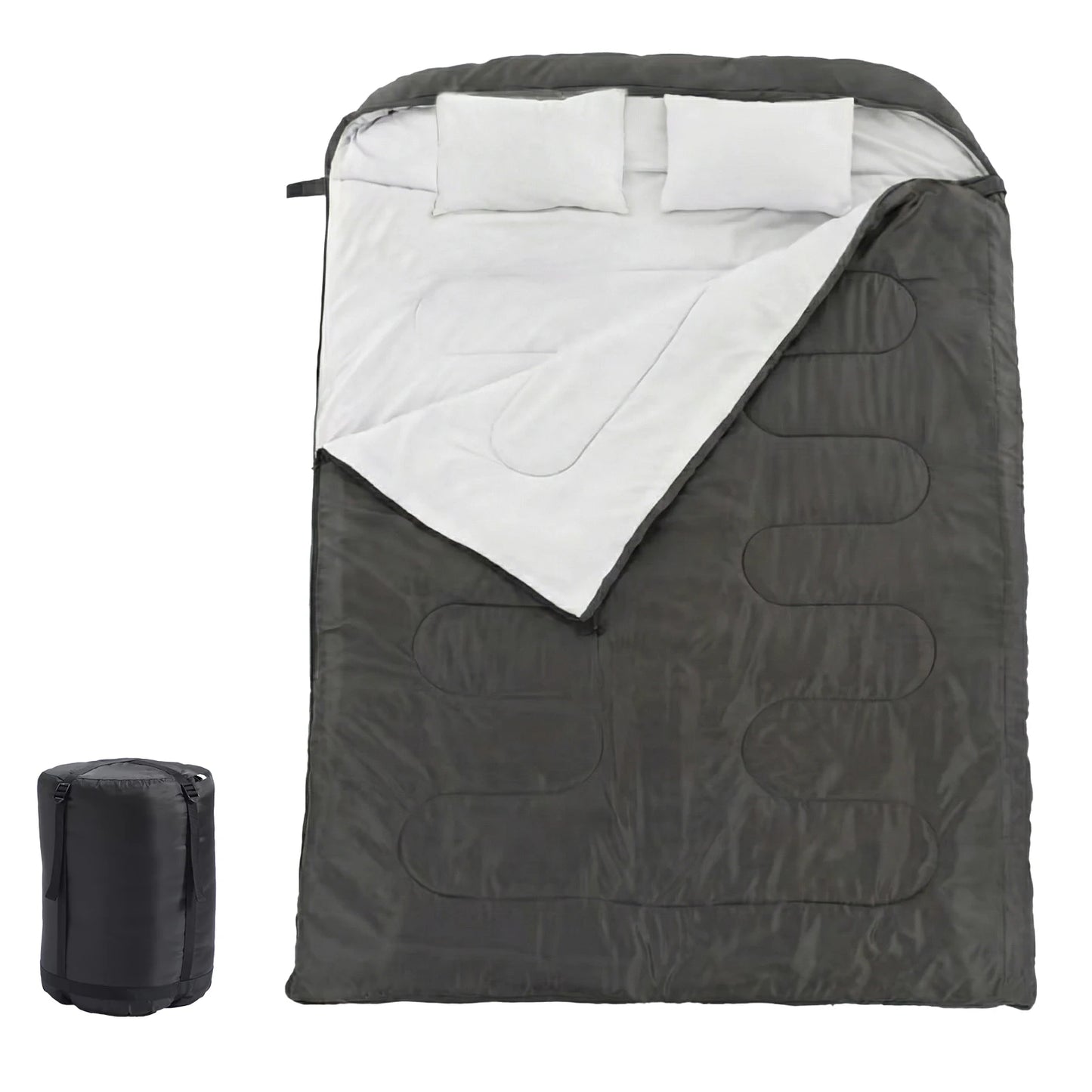 Double Sleeping Bag For Adults With Pillow Three Season Portable