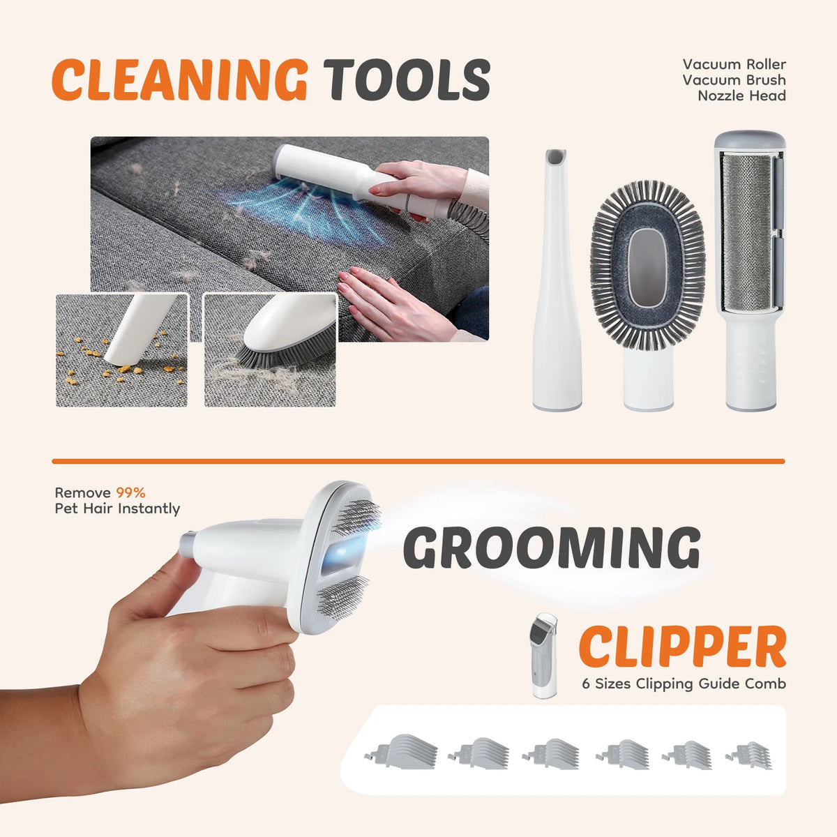 Professional Cordless Pet Grooming Vacuum Kit With Clippers