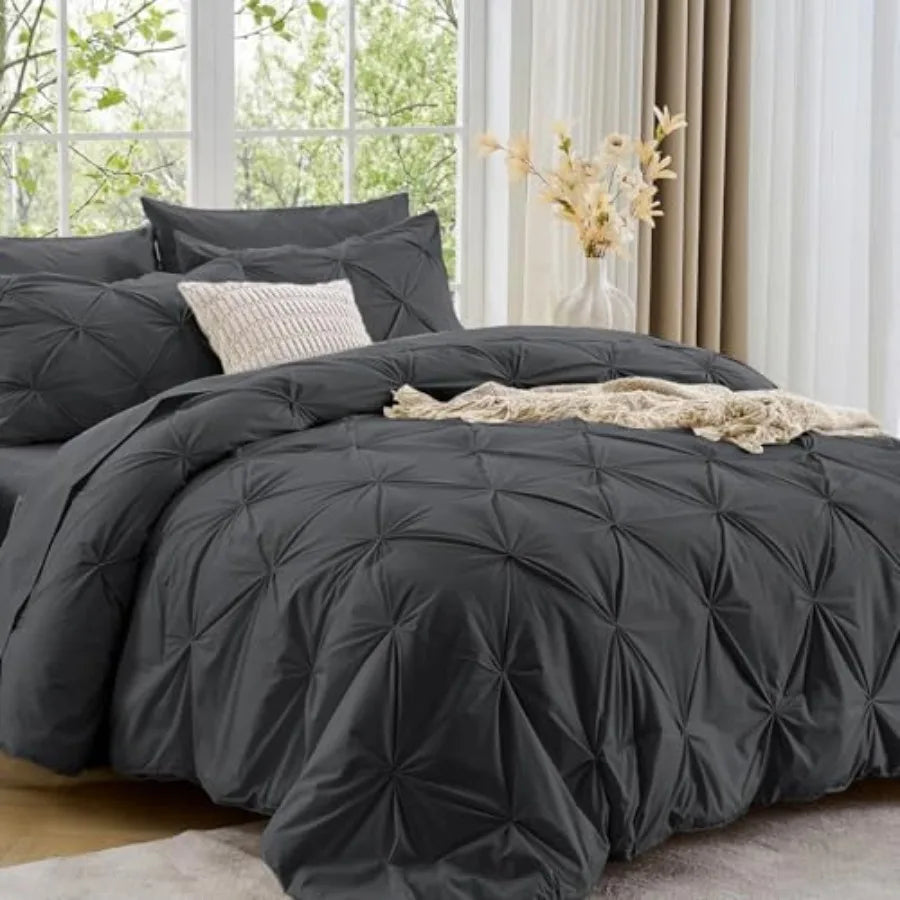 Pintuck All Season Comforter Set 7-Piece Bed in a Bag
