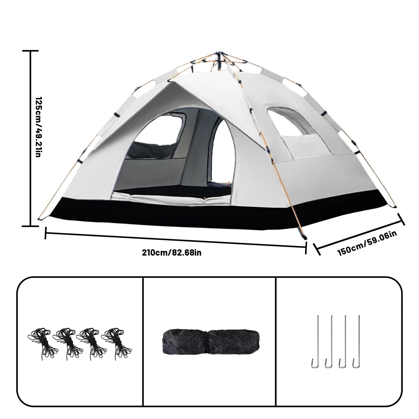 Small Silver Compact Auto-Tent - Quick 60-Second Setup Sunshade for 3-4 People, All-Weather & Portable