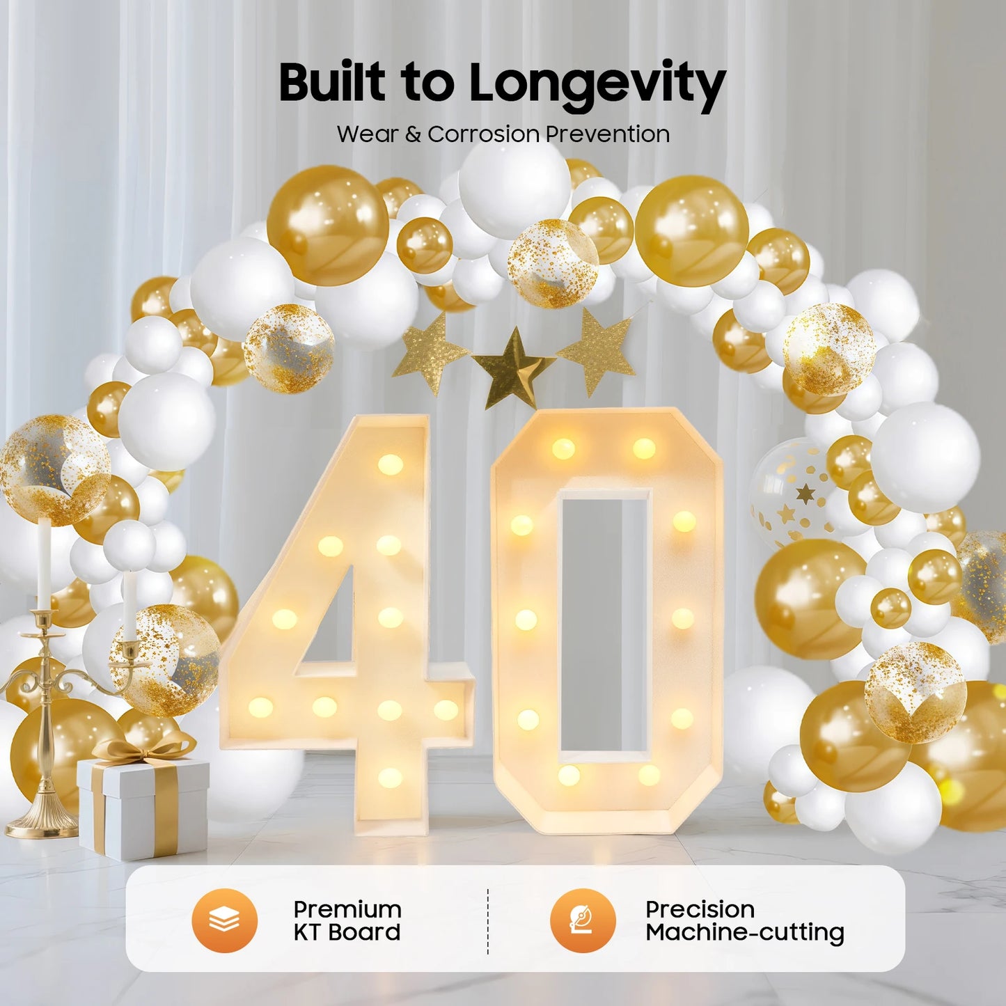 Bymaocar Led Number Light Giant Decor For Birthday Party Anniversary