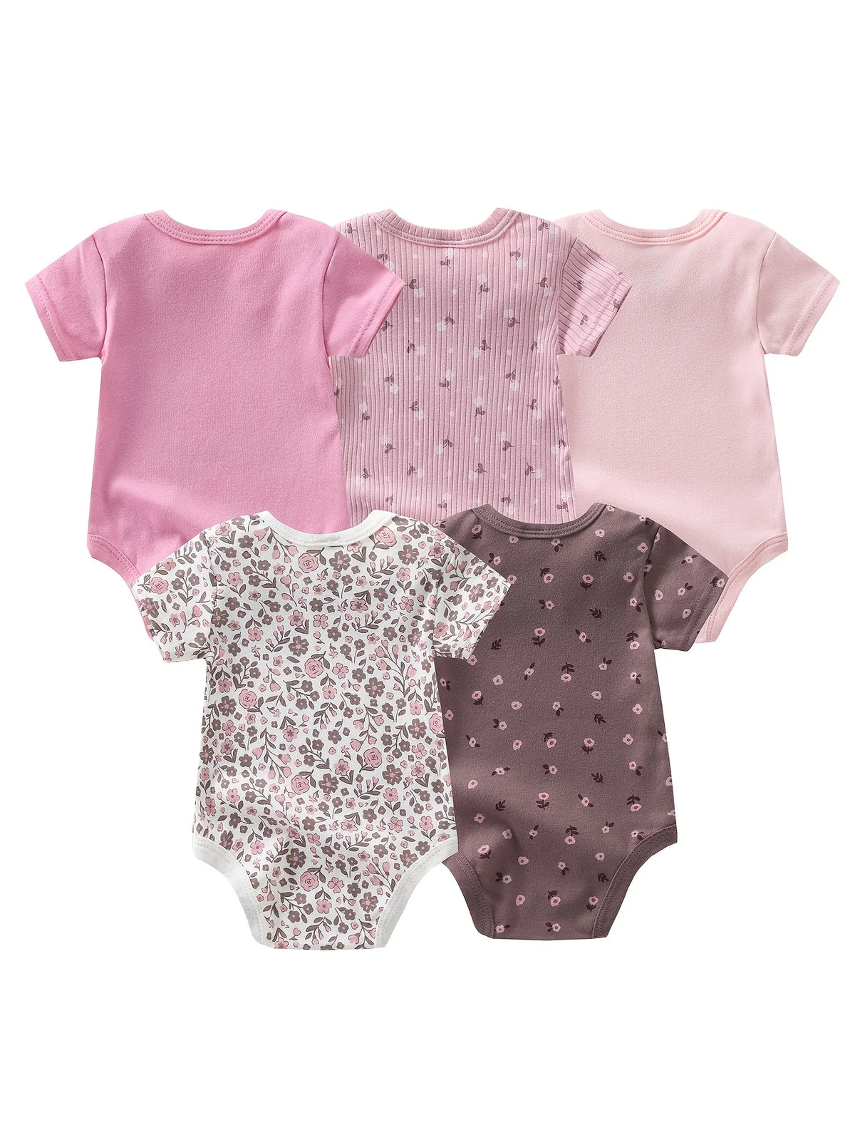 Cotton Floral Print Short Sleeve Jumpsuit For Baby Girls