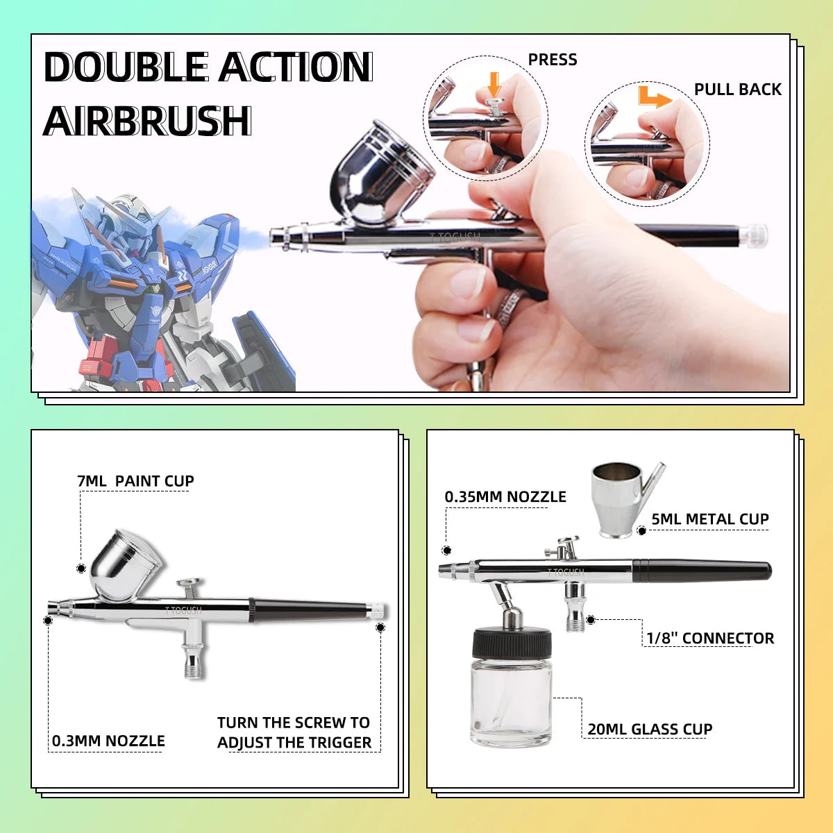 PHR Ophir Airbrush Compressor With 2 Airbrushes 15 Color Set