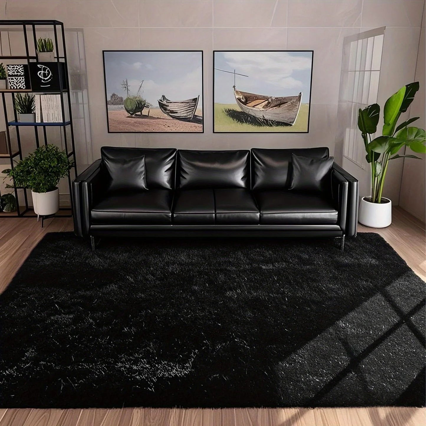 Soft Plush Area Rug Polyester With Geometric Pattern For Living Room