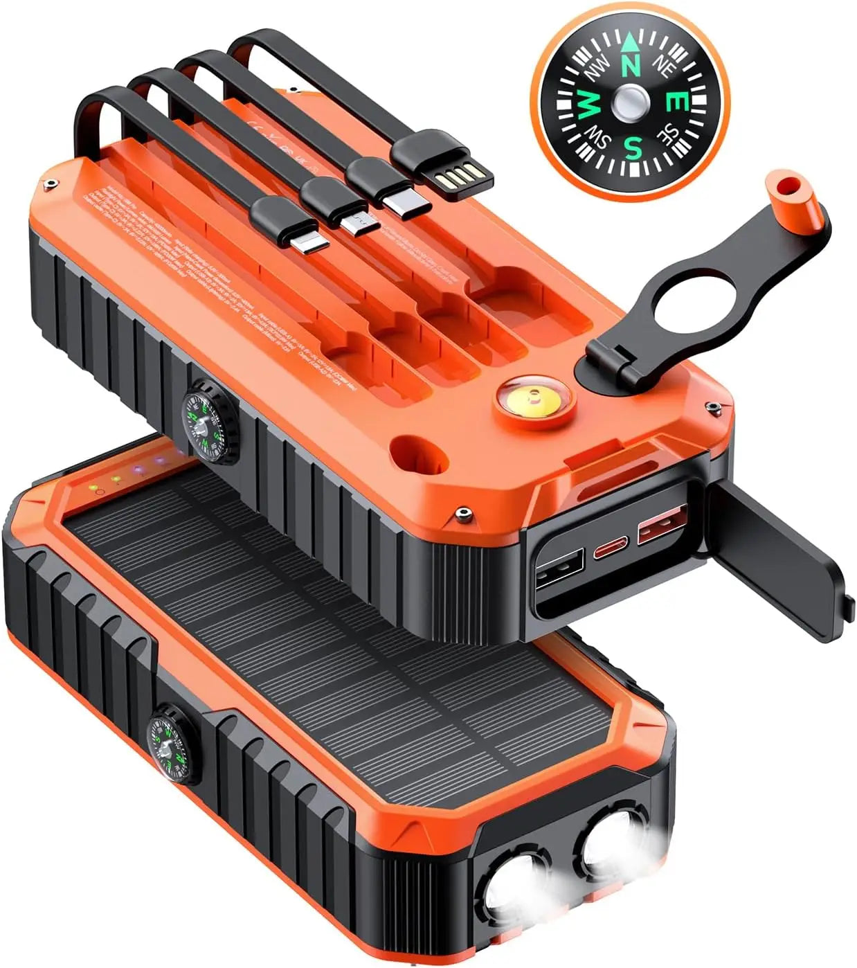 Solar Power Bank 40000mAh With Cables And Hand Crank