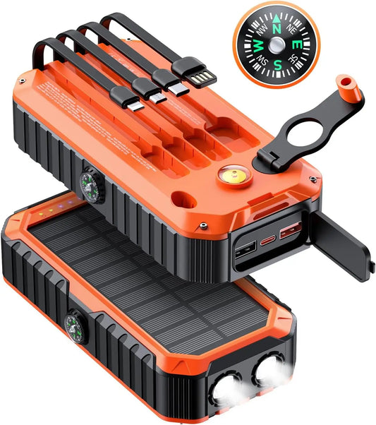 Solar Power Bank 40000mAh With Cables And Hand Crank