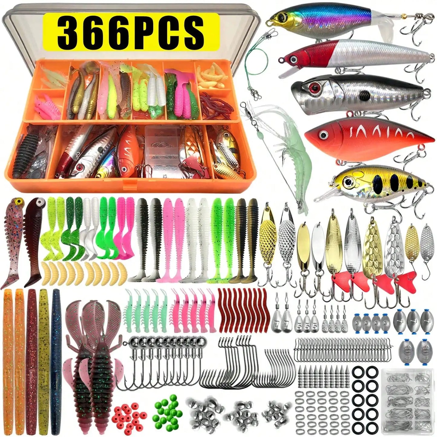 Multi Size Mixed Fishing Lure Set With Tackle Box For Angling