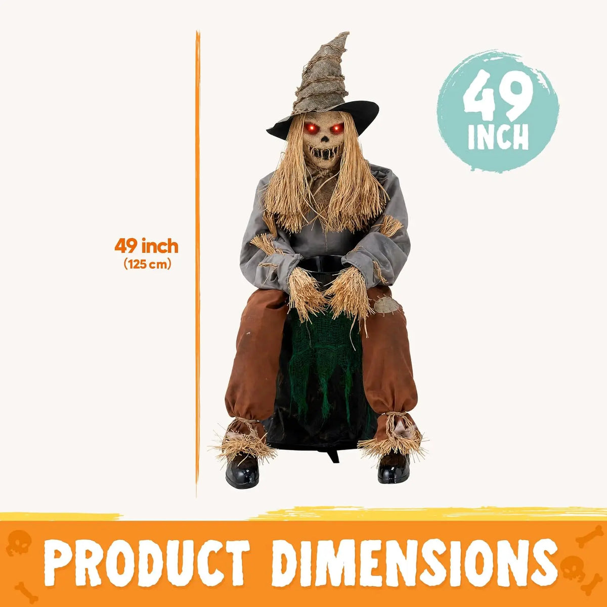 Joyfy Halloween Animatronic Sound Activated Scarecrow Prop