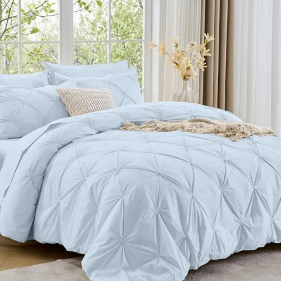 Pintuck All Season Comforter Set 7-Piece Bed in a Bag