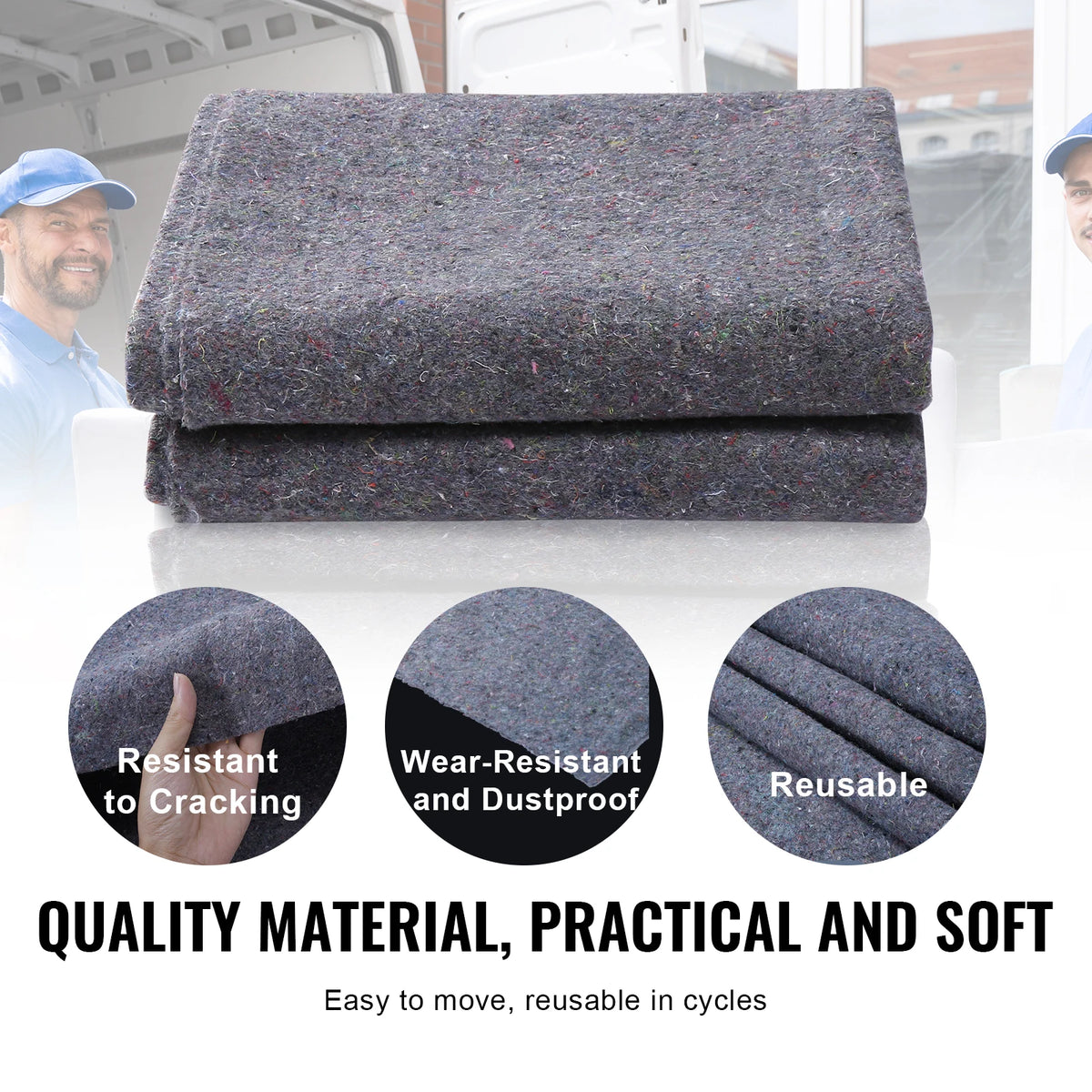 SucceBuy Heavy Duty Recycled Cotton Moving Blankets for Furniture Protection