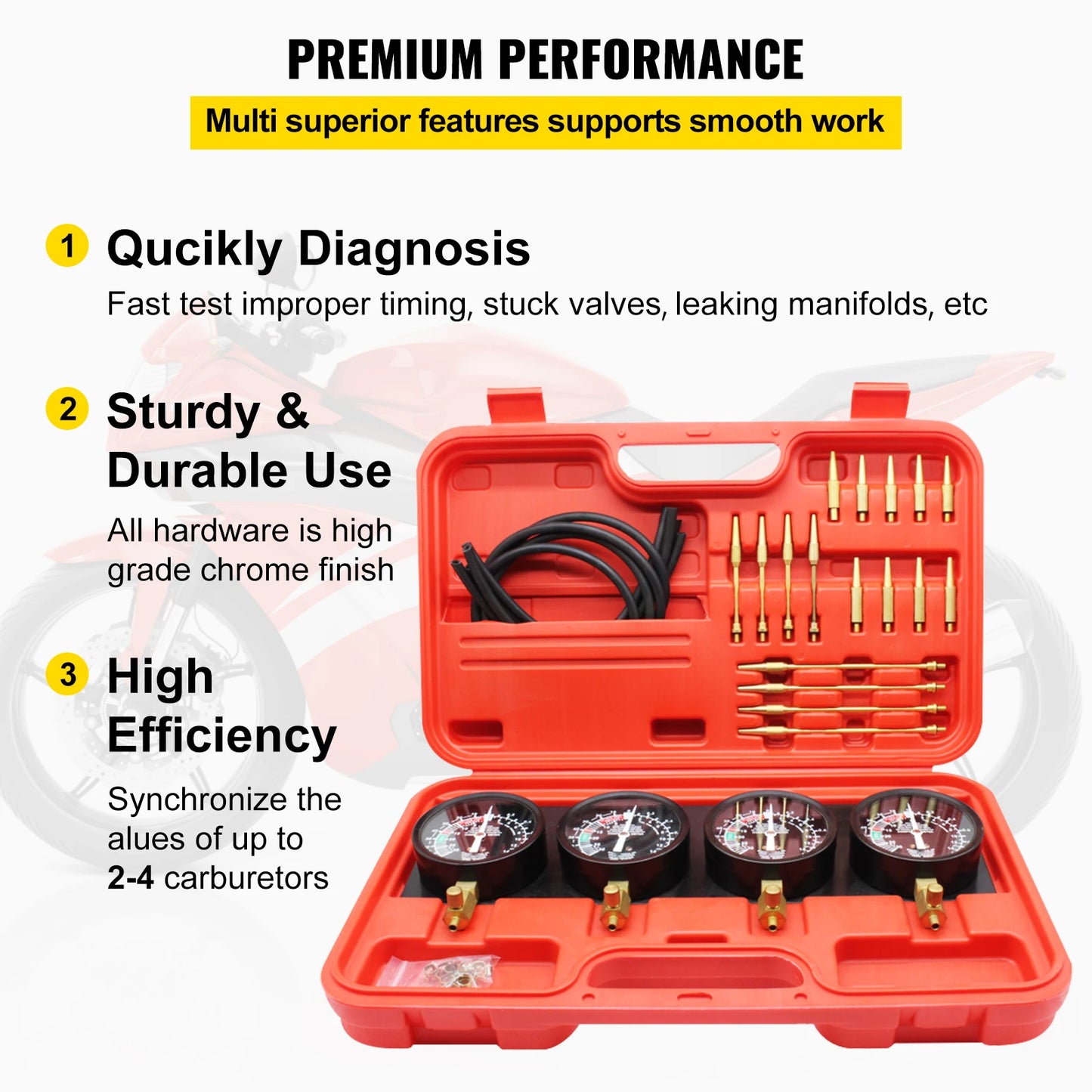 SucceBuy Carburetor Synchronizer Tool 4Gauge Vacuum Balancer Kit