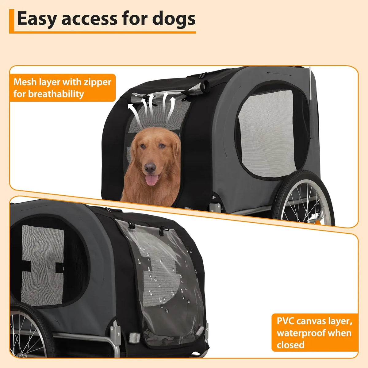 HiMiss Collapsible Dog Bike Trailer And Jogging Stroller