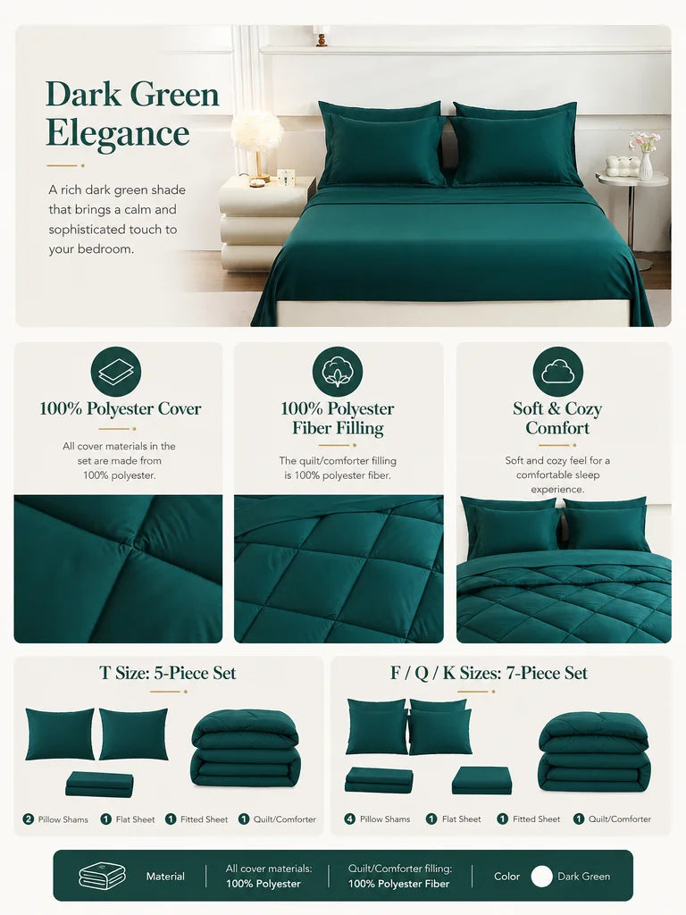 EasYum Seven Piece Bedding Set Includes Comforter And Sheets