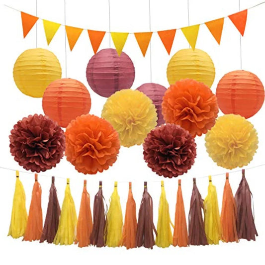 Fall Festival Hanging Paper Lanterns For Thanksgiving Party Decor