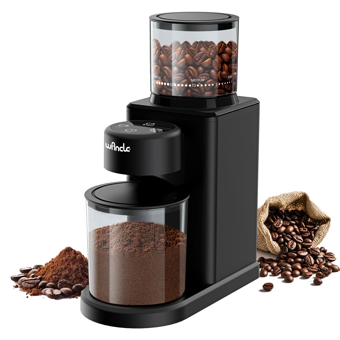 KIRAINAFLY Automatic Conical Burr Coffee Grinder With 25 Grind Settings