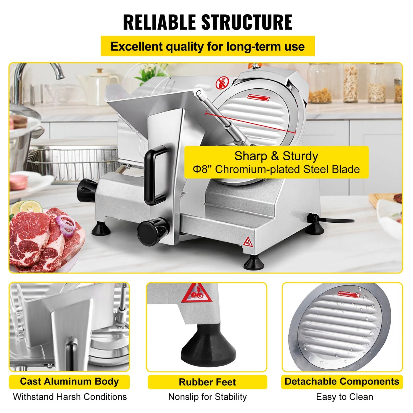 SucceBuy Meat Slicer Electric Deli Food Slicer 200W