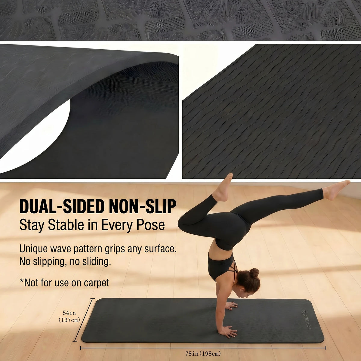 HAPBEAR Extra Large TPE Yoga Mat With Carrying Straps