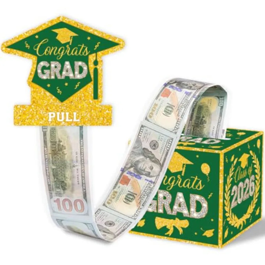 2026 Graduation Money Gifts Pull Box for Cash, Black and Pink Class of 2026 Graduation Money Holder for Grad Party