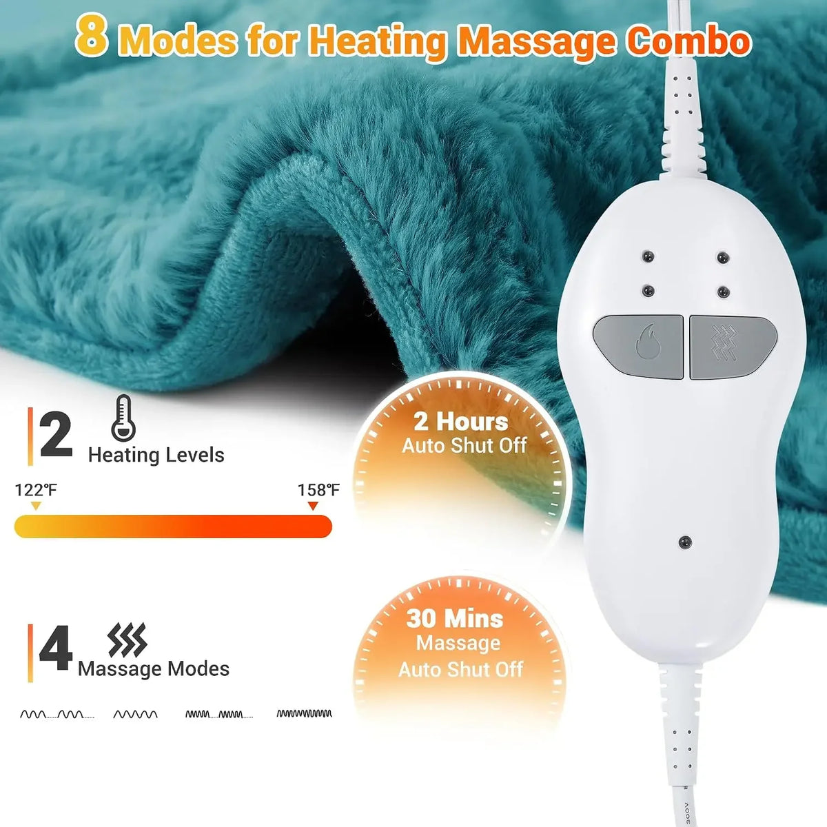 Electric Heating Pad For Neck Shoulders And Back With Massage
