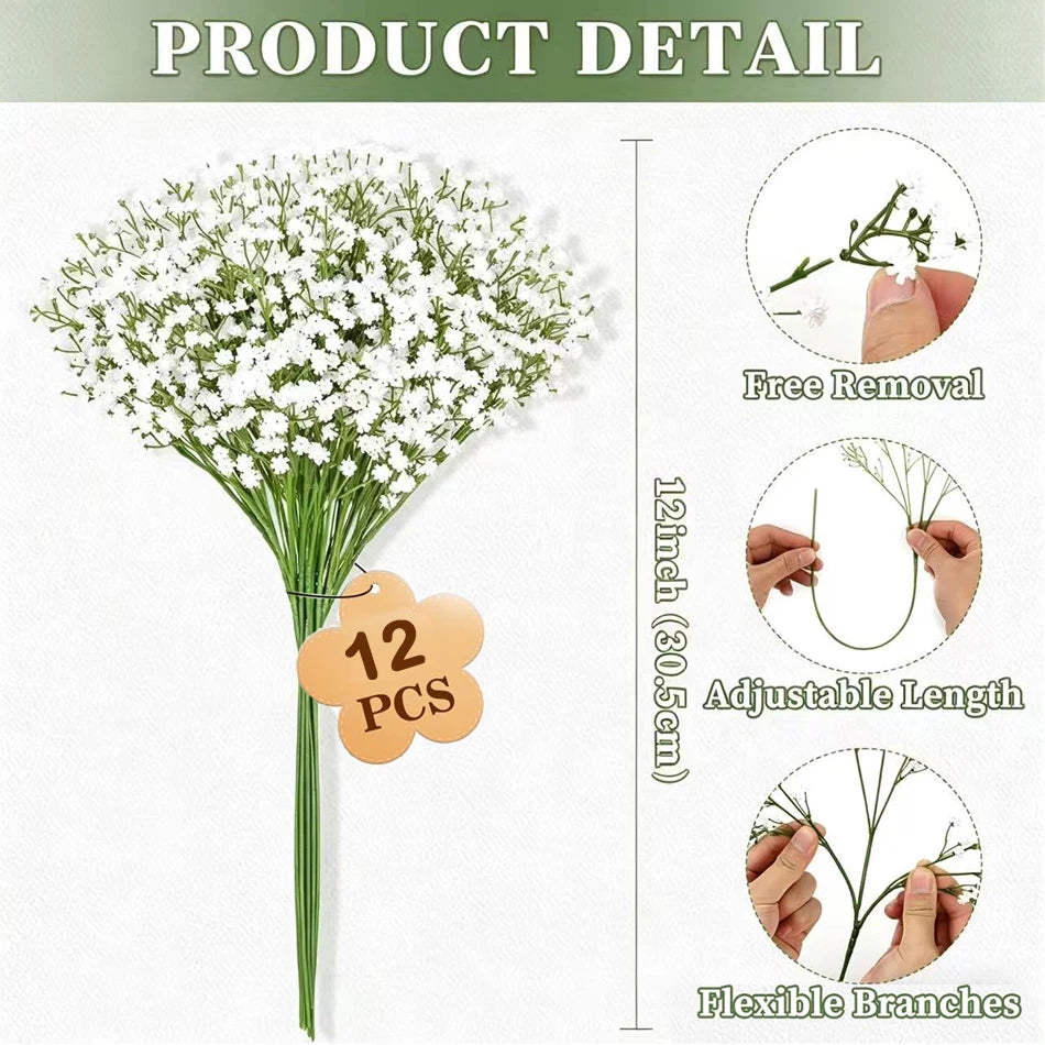 48 Pieces Babysbreath Artificial Flowers Starry Sky Bulk Wedding Decor