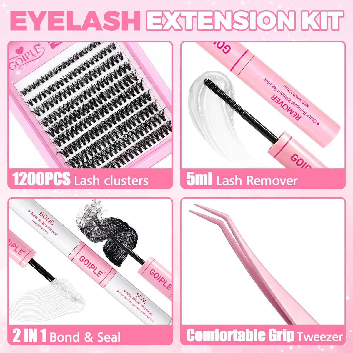 Goiple Lash Extension Kit With Cluster Lashes And Tools