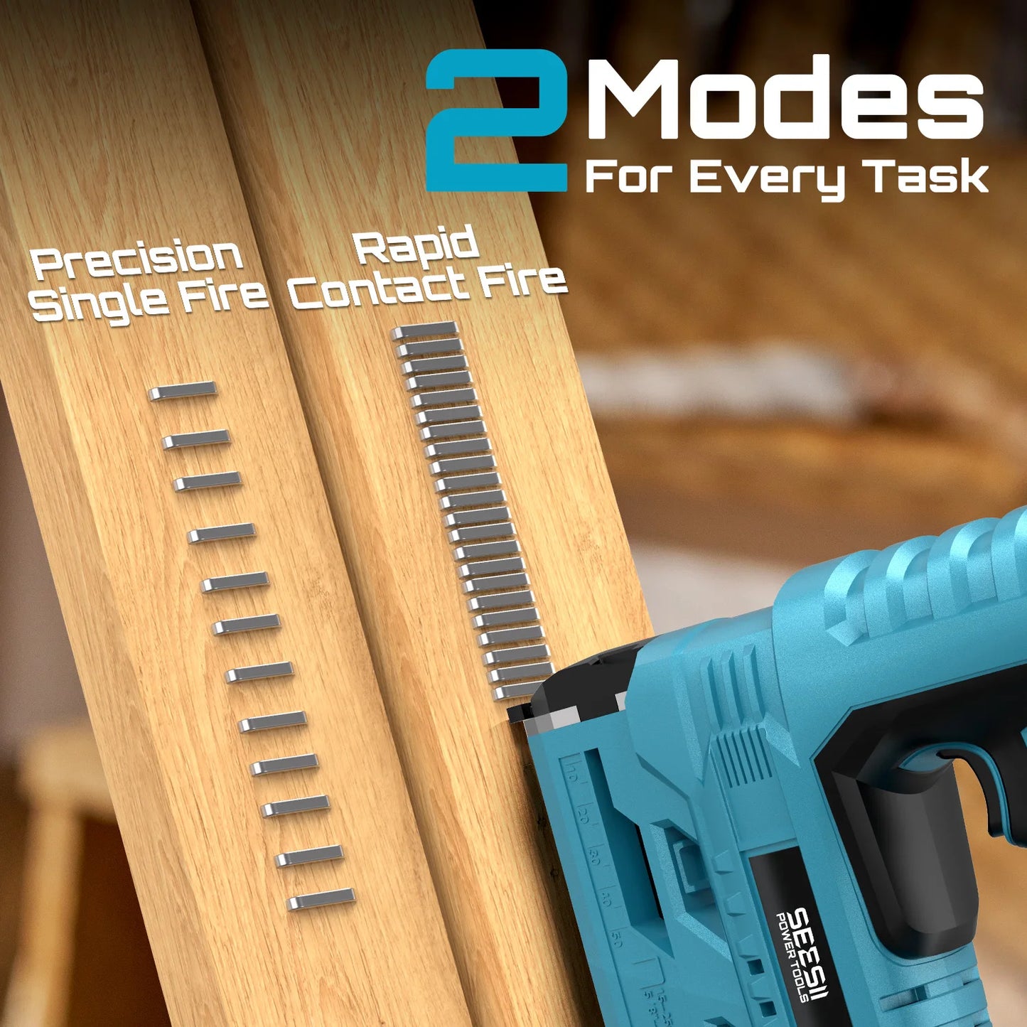 SEESII 18 Gauge Cordless Brad Nail Gun 1000 Brad Nails Cordless Stapler Framing Nailer Furniture Power Tool With 2pcs Battery