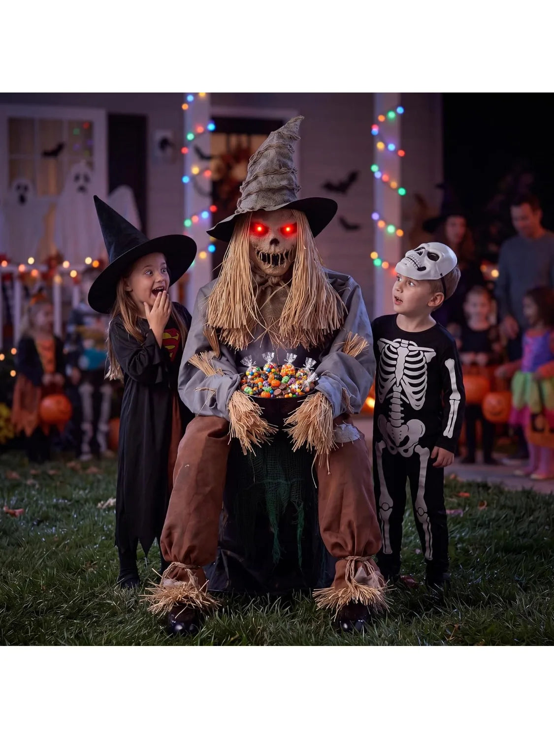 Joyfy Halloween Animatronic Sound Activated Scarecrow Prop