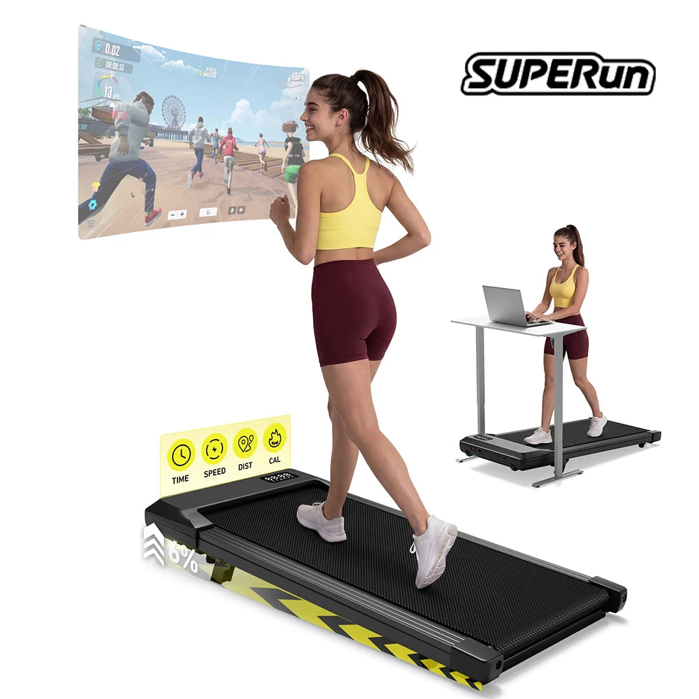 Superun Portable Under Desk Walking Pad Treadmill With LCD Display